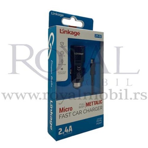  auto punjač linkage metalic LM-02 micro 2.4A (dual port) crni Slike