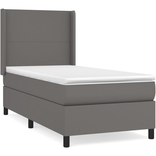  Krevet s oprugama i madracem sivi 90 x 200 cm od umjetne kože Slike