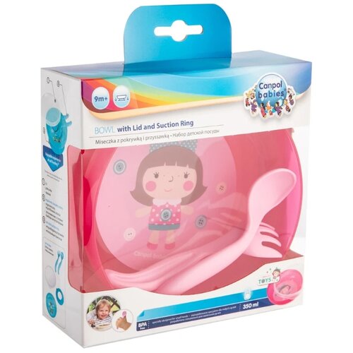 Canpol pribor za hranjenje i tanjir toys pink, 350ml Cene