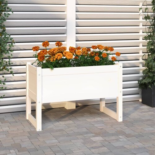 vidaXL Visoka greda bela 78x40x52 cm trdna borovina Cene