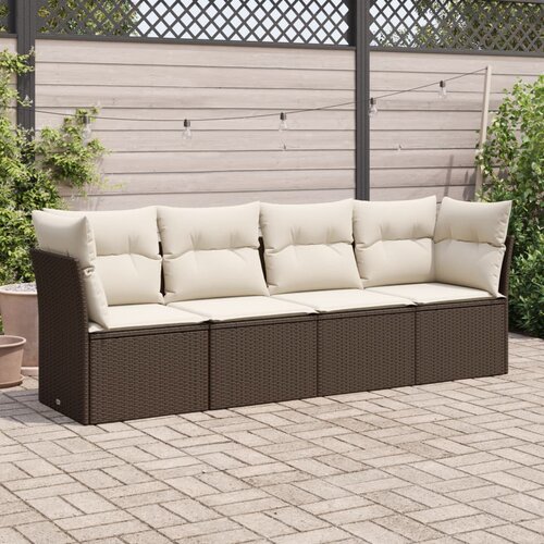 VidaXL 4-dijelni set vrtnih sofa od poliratana s jastucima smeđi Slike