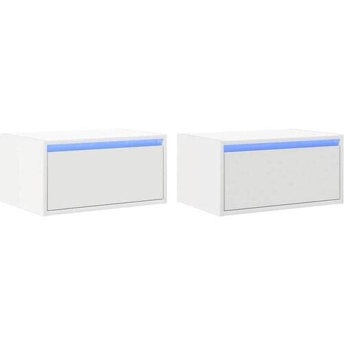 Maison Chic Stenski Dvo delni komplet Nočne omarice - Nočne mize z LED lučkami bela, (21687491) Slike