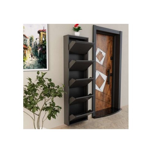 Hanah home ormar za cipele 5 piece metal anthracite Slike