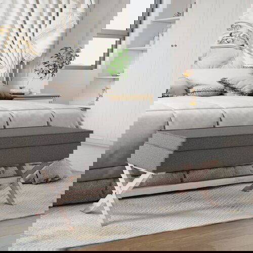 vidaXL Tabure za pohranu tamnosivi 110 x 45 x 49 cm od tkanine Cene