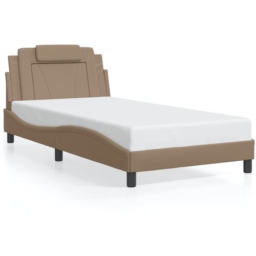  The Living Store Posteljni okvir z LED lučkami kapučino 100x200 cm umetno usnje - Posteljni Okvir, (21497992) Slike