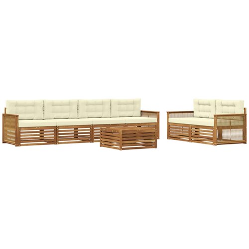 vidaXL Zunanja garnitura za sedenje z blazino 7 pcs Naravna in smetana, (5000282684) Cene