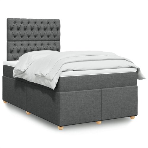 VidaXL Krevet s oprugama i madracem tamnosivi 120 x 200 cm od tkanine Slike