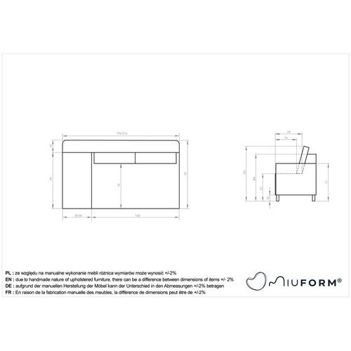 Miuform Antracitno siv ležalnik iz rebrastega žameta (levi kot) Chic Charlotte &amp;ndash; Slike