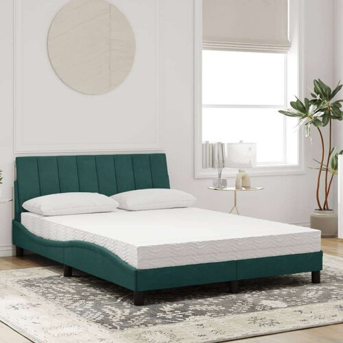VidaXL krevet s madracem tamnozeleni 140x190 cm bar&amp;scaron;unasti Slike