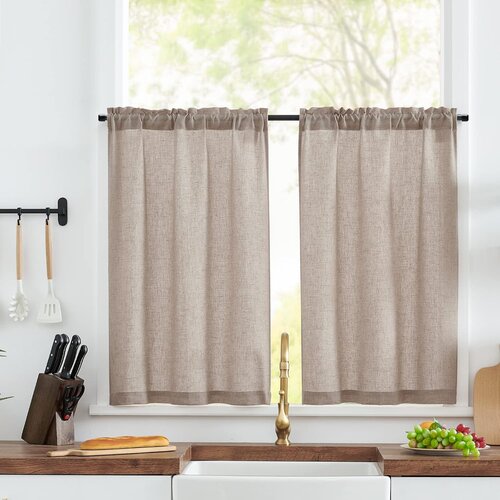 VANGAO krate zavese v videzu lana 65 &times; 115 cm - set 2 kosa odprta embalaža Cene