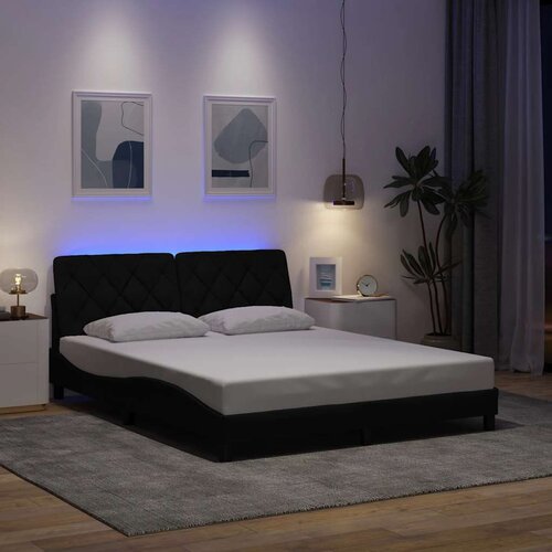  Okvir kreveta s LED-om bez madraca crni 160x200 cm od tkanine Cijene