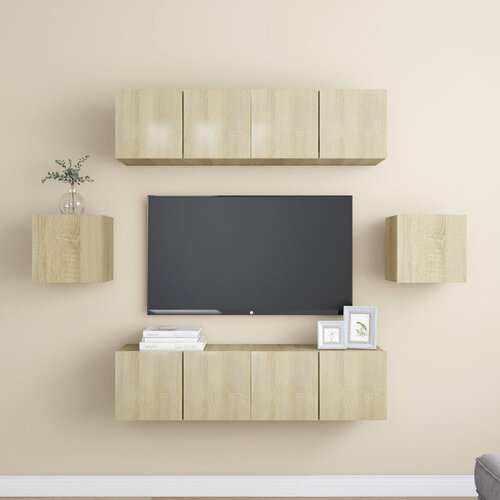 The Living Store Komplet TV omaric 6-delni sonoma hrast iverna plošča - Komplet TV Omaric, (21374829) Cene