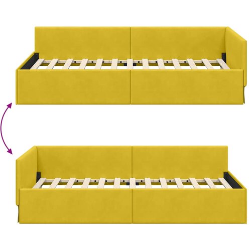  Kutni okvir kreveta s uzglavljem Žuta 90 cm x 190 cm Bar&amp;scaron;un Slike