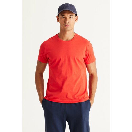 Altinyildiz classics Men's Red 100% Cotton Slim Fit Slim Fit Crewneck Short Sleeved T-Shirt. Slike
