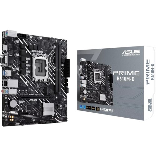 Asus MB PRIME H610M-DLGA1700, 2x DDR5, 1x M.2,6xUSB1x VGA, 1x HDMI, mATX Slike
