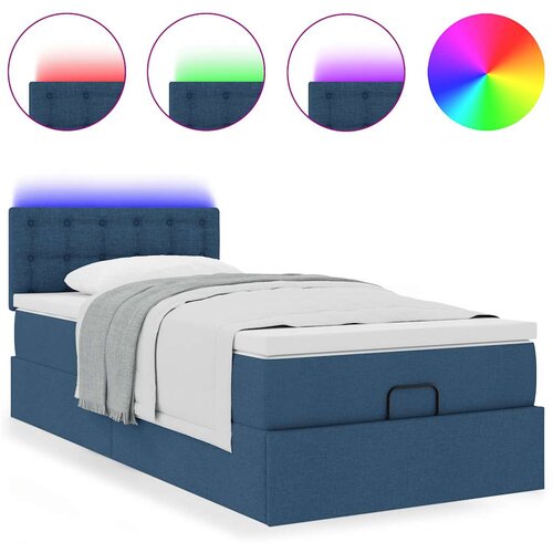 VidaXL Otomanski okvir kreveta s madraca plavi 90x190cm od tkanine Slike
