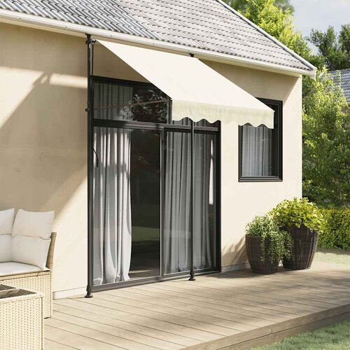 Tenda na uvlačenje krem 200 x 115 cm od tkanine i čelika Slike