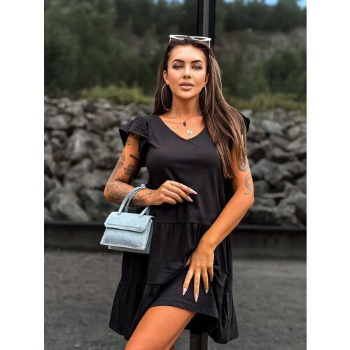 Mayflies Black dress with butterfly sleeves Slike