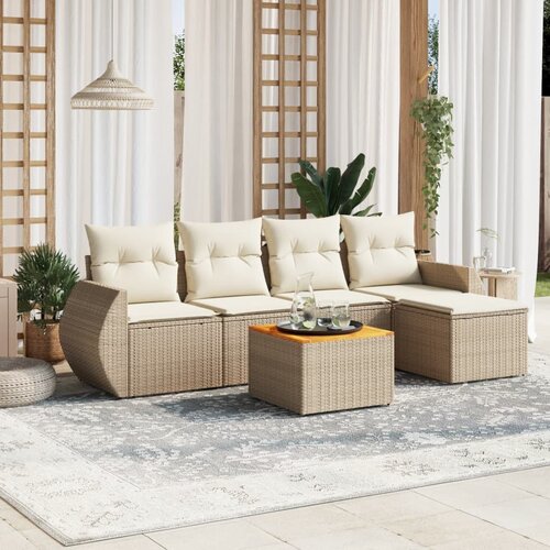 vidaXL 6-dijelni set vrtnih sofa s jastucima bež od poliratana Cijene