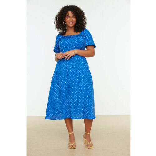 Trendyol Blue Polka Dot Patterned Woven Dress Slike