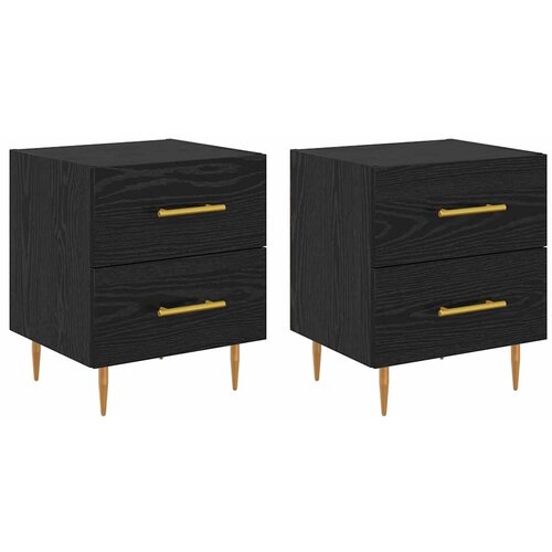  Noćni ormar s ladicama 2 pcs Crni hrast 40 x 35 x 47,5 cm Slike
