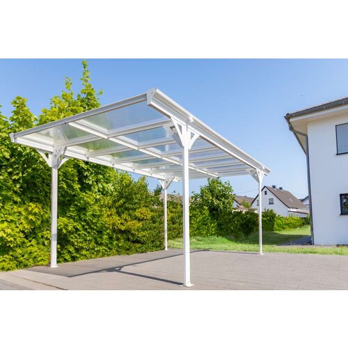 WESTMANN aluminijska nadstre&amp;scaron;nica za automobile s ravnim krovom Helsinki bijela 15 m2 (3x5 m) | BRANDED IN GERMANY Slike