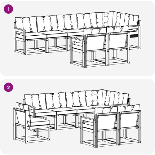  Set vanjskih sofa 8 kom. Prirodna i krem Smeđa 306 x 128,5 x 73 cm Slike