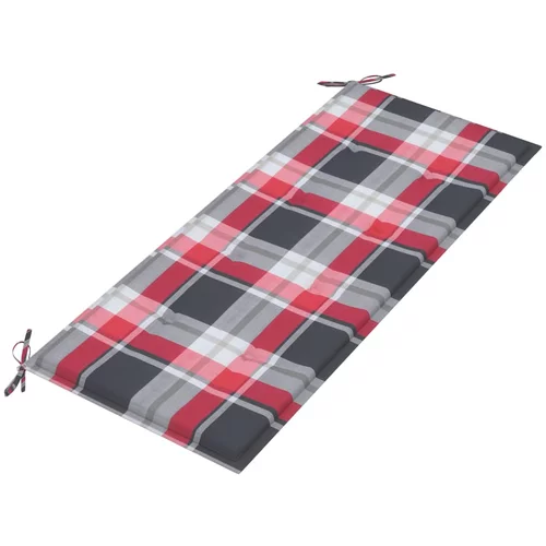 Jastuk za vrtnu klupu crveni karirani 120x50x4 cm od tkanine