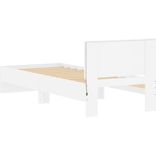  Okvir za krevet s uzglavljem i LED svjetlima bijeli 90x190 cm Slike
