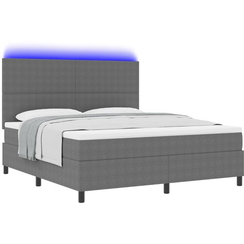VidaXL Box Spring Bed z vzmetnico &amp;amp; LED svetlobo svetlo siva super king kordurovinska tkanina, (22080890) Slike