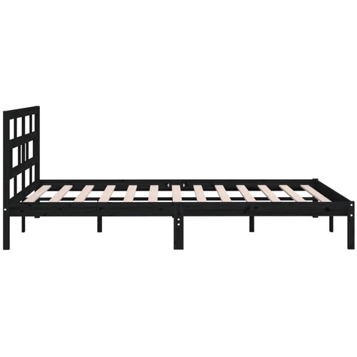  Okvir za krevet od masivnog drva crni 150x200 cm veliki Slike