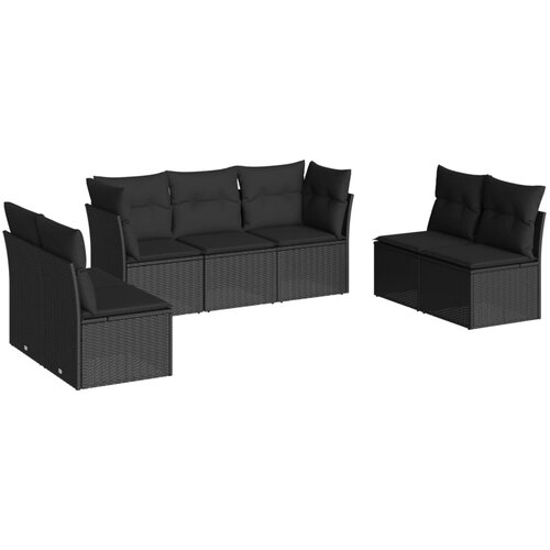 Maison Chic Seti vrtnega pohištva - Vrtna garnitura - Vrtni pohištvo set 7-delna z blazinami črn poli ratan, (21802232) Cene
