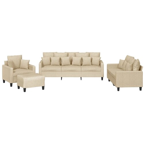  4-dijelni set sofa s jastucima krem od tkanine Slike