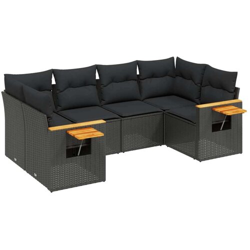  6-dijelni set vrtnih sofa s jastucima crni od poliratana Slike