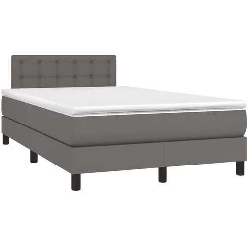 vidaXL Box spring postelja z vzmetnico siva 120x190 cm umetno usnje, (21111230)