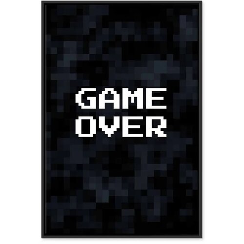  Slika - Pixel Game Over 60x90 U crnom drvenom okviru Slike