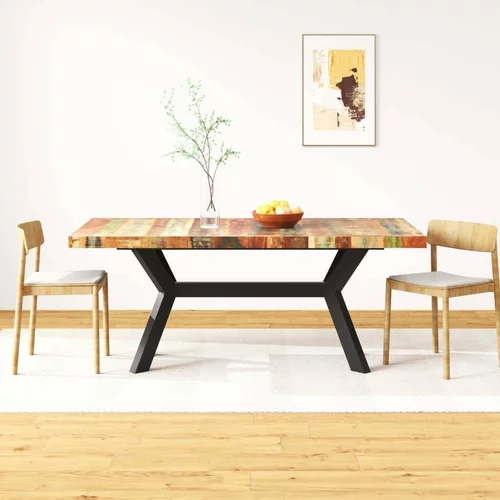  Blagovaonski stol od masivnog obnovljenog drva i čelika 180 cm