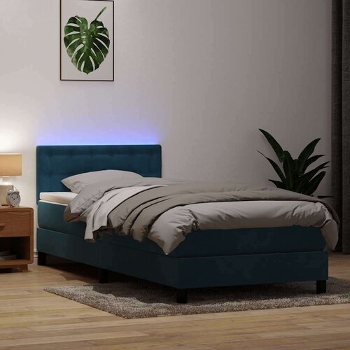 Box spring postelja z vzmetnico temno modra 80x220 cm žamet, (21791636) Cene