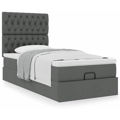 vidaXL Otomanski posteljni okvir z vzmetnico siv 80x200 cm blago Cene