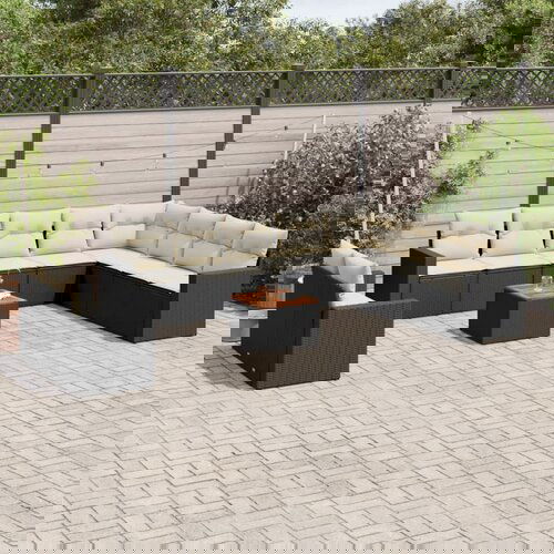vidaXL 11-dijelni set vrtnih sofa od poliratana s jastucima crni Cijene