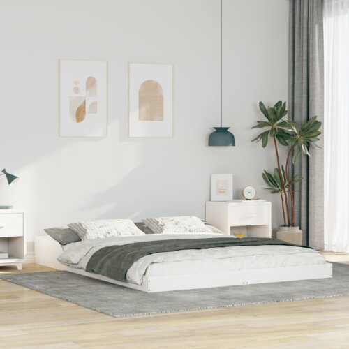 vidaXL Konstrukcija postelje Bela 140 x 210 cm Trdna borovina Cene