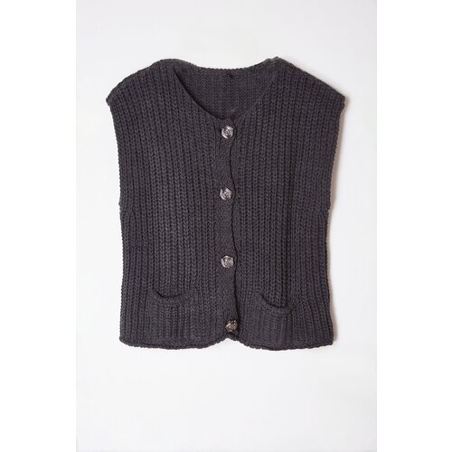 Trendyol Anthracite Crew Neck Fitted Vest Slike