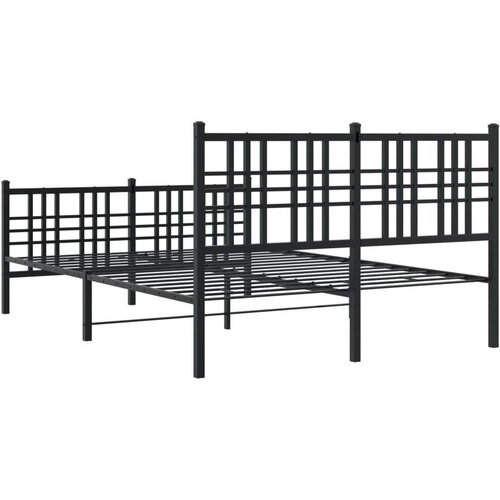 VidaXL metalni okvir kreveta uzglavlje i podnožje crni 120x190 cm Slike