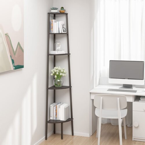 The Living Store 5-nadstropni kotni regal črn 45,5x31,5x180 cm - Kotni Regal, (21554352) Slike
