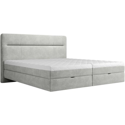 MID.YOU POSTELJA Z VZMETNICO 140 cm x 200 cm , les, tekstil, leseni material svetlo siva Slike