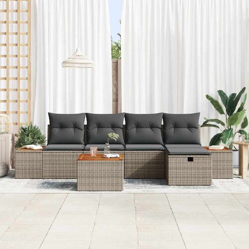  Sjedeća garnitura za vrt 6 kom. Siva poliratan 55 x 62 x 69 cm Slike