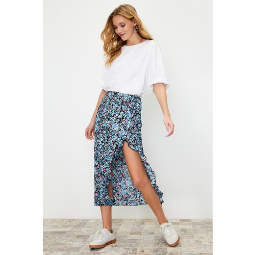 Trendyol Multicolored Slit Flounce Knitted Skirt Cene