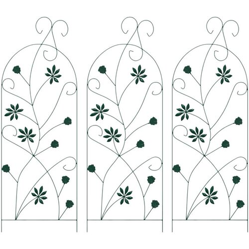  Vrtna Ograda Re&amp;scaron;etkasti 3 pcs Zelena 112 x 40 cm Čelik Slike