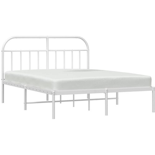  Metalni okvir za krevet s uzglavljem bijeli 150x200 cm Slike