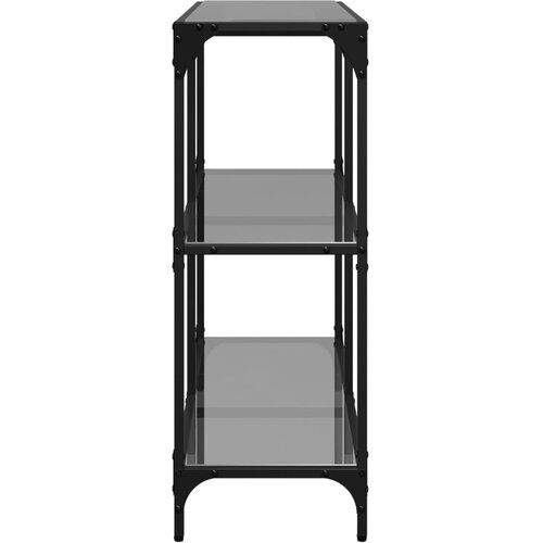  Konzolni stol s crnom staklenom povr&amp;scaron;inom 98x30x81 cm čelični Slike